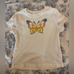 Butterfly Print Kids Shirt - White